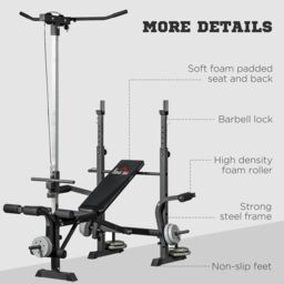 HOMCOM Adjustable Weight Bench with Pulley System, Incline Bench Press Set with Squat Rack, Leg Developer, Butterfly and Weight Storage, for Home Gym Full Body Workout - thumbnail 8