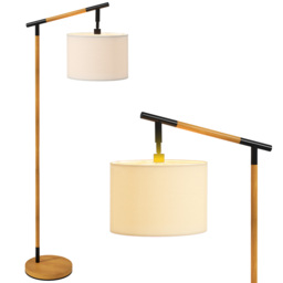 HOMCOM Modern Floor Lamp with 350° Rotating Lampshade, for Living Room and Bedroom, LED Bulb Included, Brown