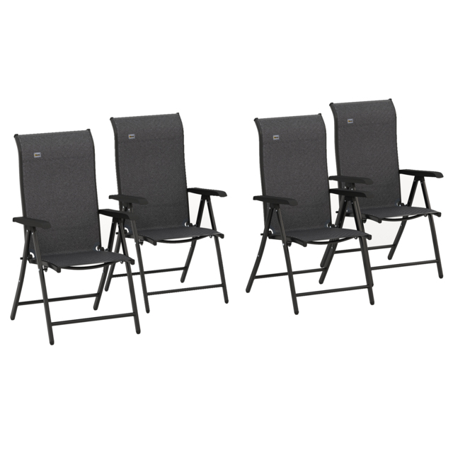 Outsunny Rattan Folding Chair Set, 4 Pcs, Adjustable Backrest, Outdoor Patio Furniture, Lawn Seating, Brown - Aosom UK - image 1
