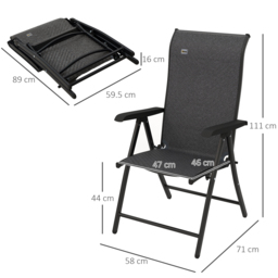 Outsunny Rattan Folding Chair Set, 4 Pcs, Adjustable Backrest, Outdoor Patio Furniture, Lawn Seating, Brown - Aosom UK - thumbnail 3