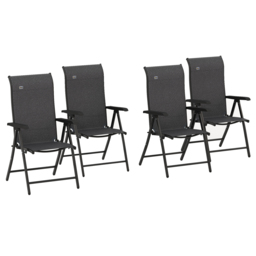 Outsunny Rattan Folding Chair Set, 4 Pcs, Adjustable Backrest, Outdoor Patio Furniture, Lawn Seating, Brown - Aosom UK - thumbnail 1