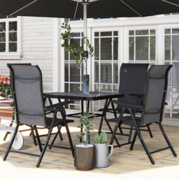 Outsunny Rattan Folding Chair Set, 4 Pcs, Adjustable Backrest, Outdoor Patio Furniture, Lawn Seating, Brown - Aosom UK - thumbnail 9