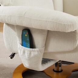 Swivel Massage Recliner with Ottoman Footstool, 5-Point Massager, Ergonomic Backrest, Ideal for Living Room, 88L x 80W x 106H cm, White - Aosom.UK - thumbnail 8