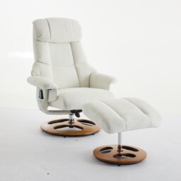 Swivel Massage Recliner with Ottoman Footstool, 5-Point Massager, Ergonomic Backrest, Ideal for Living Room, 88L x 80W x 106H cm, White - Aosom.UK - thumbnail 2