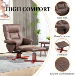HOMCOM Faux Microfibre Leather Manual Recliner and Footstool Set, Cat Scratch Resistant, Dark Brown - Aosom UK - thumbnail 6