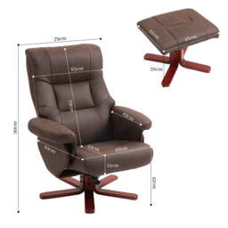 HOMCOM Faux Microfibre Leather Manual Recliner and Footstool Set, Cat Scratch Resistant, Dark Brown - Aosom UK - thumbnail 3