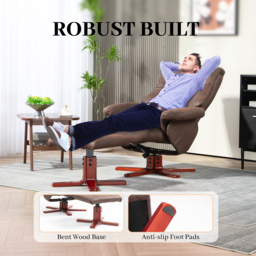 HOMCOM Faux Microfibre Leather Manual Recliner and Footstool Set, Cat Scratch Resistant, Dark Brown - Aosom UK - thumbnail 7
