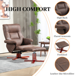 HOMCOM Faux Microfibre Leather Manual Recliner and Footstool Set, Cat Scratch Resistant, Dark Brown - Aosom UK - thumbnail 6