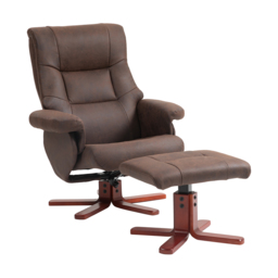 HOMCOM Faux Microfibre Leather Manual Recliner and Footstool Set, Cat Scratch Resistant, Dark Brown - Aosom UK
