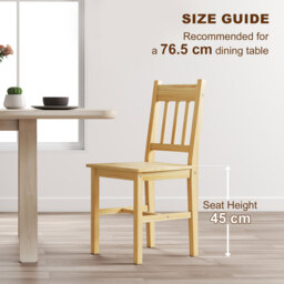 HOMCOM Dining Chairs Set of 2, Kitchen Chair with Slat Back, Pine Wood Structure for Living Room and Dining Room, Natural - thumbnail 7
