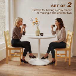 HOMCOM Dining Chairs Set of 2, Kitchen Chair with Slat Back, Pine Wood Structure for Living Room and Dining Room, Natural - thumbnail 4
