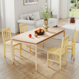 HOMCOM Dining Chairs Set of 2, Kitchen Chair with Slat Back, Pine Wood Structure for Living Room and Dining Room, Natural - thumbnail 9