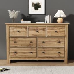 Modern Vintage Storage Cabinet with 7 Drawers, Versatile Sideboard for Living Room, Bedroom & Hallway, 152L x 40W x 88.5H cm, Wood - Aosom UK - thumbnail 8