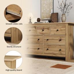 Modern Vintage Storage Cabinet with 7 Drawers, Versatile Sideboard for Living Room, Bedroom & Hallway, 152L x 40W x 88.5H cm, Wood - Aosom UK - thumbnail 5