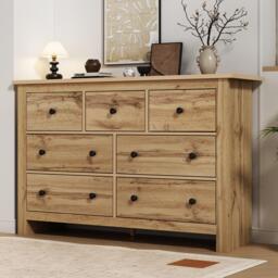 Modern Vintage Storage Cabinet with 7 Drawers, Versatile Sideboard for Living Room, Bedroom & Hallway, 152L x 40W x 88.5H cm, Wood - Aosom UK - thumbnail 7