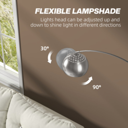 HOMCOM Arc Floor Lamp for Living Room, Modern Adjustable Standing Lamp with Faux Black Marble Base Silver Tone - thumbnail 5