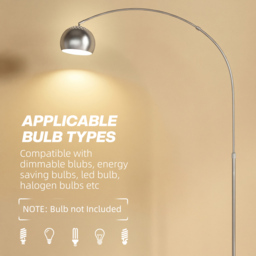HOMCOM Arc Floor Lamp for Living Room, Modern Adjustable Standing Lamp with Faux Black Marble Base Silver Tone - thumbnail 8