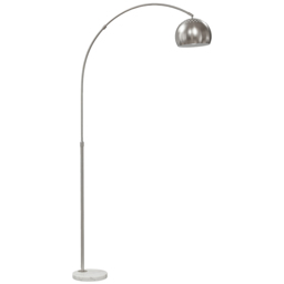HOMCOM Arc Floor Lamp for Living Room, Modern Adjustable Standing Lamp with Faux Black Marble Base Silver Tone - thumbnail 1