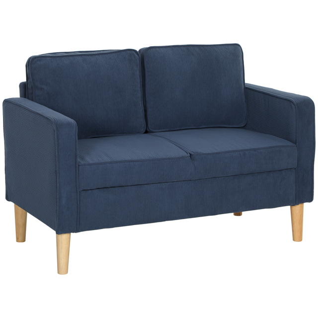 HOMCOM Small Two-Seater Corduroy Sofa - Blue - image 1