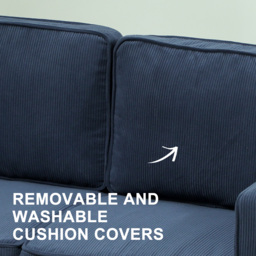 HOMCOM Small Two-Seater Corduroy Sofa - Blue - thumbnail 6