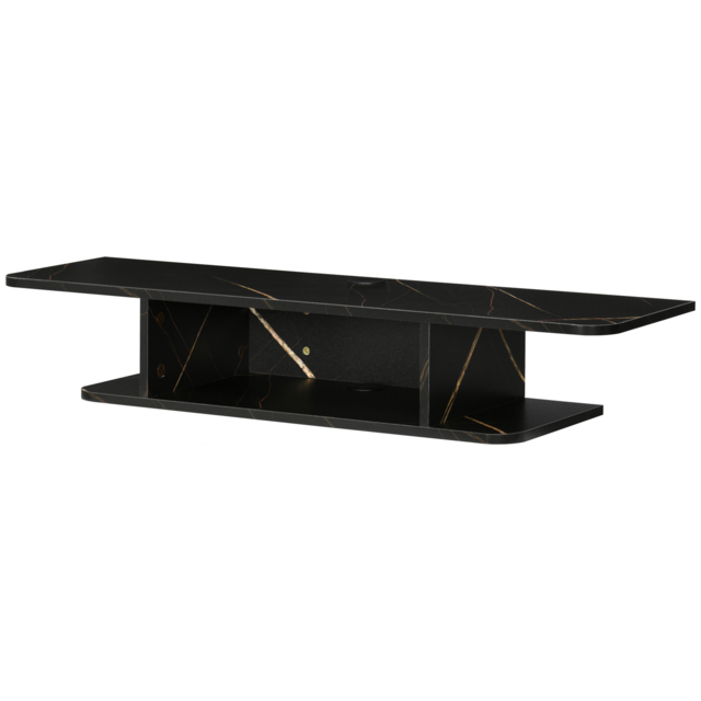 "HOMCOM Floating TV Unit Stand for TVs up to 40"", Wall Mounted Media Console with Storage Shelf, Entertainment Center, Black - Aosom UK"