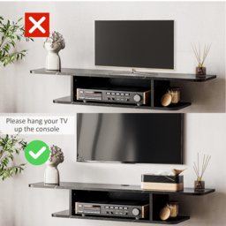 "HOMCOM Floating TV Unit Stand for TVs up to 40"", Wall Mounted Media Console with Storage Shelf, Entertainment Center, Black - Aosom UK" - thumbnail 5