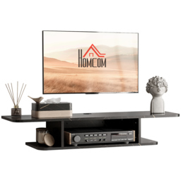 "HOMCOM Floating TV Unit Stand for TVs up to 40"", Wall Mounted Media Console with Storage Shelf, Entertainment Center, Black - Aosom UK" - thumbnail 1