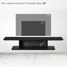"HOMCOM Floating TV Unit Stand for TVs up to 40"", Wall Mounted Media Console with Storage Shelf, Entertainment Center, Black - Aosom UK" - thumbnail 6