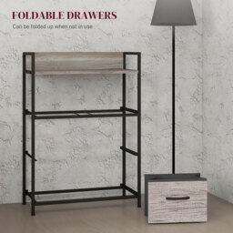 HOMCOM Rustic Chest of Four Fabric Drawers - Grey Wood Effect - Aosom UK - thumbnail 6