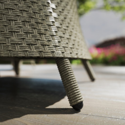 Outsunny 4 Seater Rattan Garden Furniture Set with Cushions, Round PE Rattan Dining Set with Glass-Top Table, Umbrella Hole, Outdoor Garden Table and Chairs, Grey - thumbnail 9