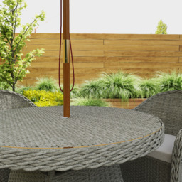 Outsunny 4 Seater Rattan Garden Furniture Set with Cushions, Round PE Rattan Dining Set with Glass-Top Table, Umbrella Hole, Outdoor Garden Table and Chairs, Grey - thumbnail 8