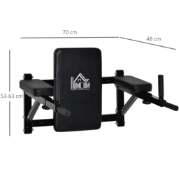 HOMCOM Wall Mounted Dip Station Rack-Black - thumbnail 3
