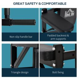 HOMCOM Wall Mounted Dip Station Rack-Black - thumbnail 6