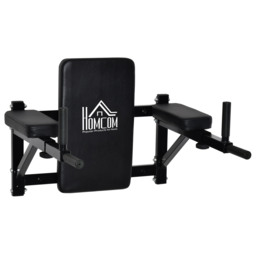 HOMCOM Wall Mounted Dip Station Rack-Black