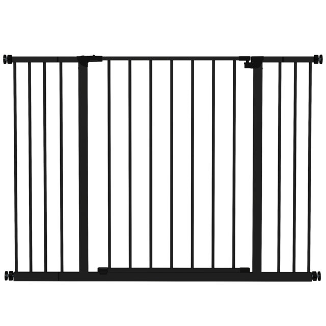 PawHut Safety Pet Gate, Auto-Close Metal Dog Barrier with Adjustable Width 76-107cm, Stair Door, Black - Aosom UK - image 1