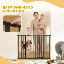PawHut Safety Pet Gate, Auto-Close Metal Dog Barrier with Adjustable Width 76-107cm, Stair Door, Black - Aosom UK - thumbnail 7