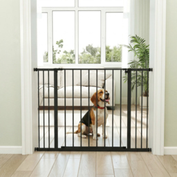 PawHut Safety Pet Gate, Auto-Close Metal Dog Barrier with Adjustable Width 76-107cm, Stair Door, Black - Aosom UK - thumbnail 8