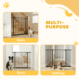 PawHut Safety Pet Gate, Auto-Close Metal Dog Barrier with Adjustable Width 76-107cm, Stair Door, Black - Aosom UK - thumbnail 5