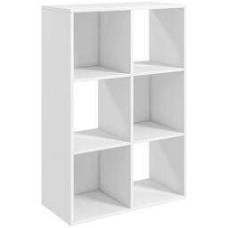 HOMCOM 6 Cubes Storage Unit, 3-Tier Particle Board Bookcase Organiser for Home Office, White - Aosom UK