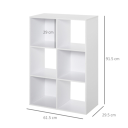 HOMCOM 6 Cubes Storage Unit, 3-Tier Particle Board Bookcase Organiser for Home Office, White - Aosom UK - thumbnail 3