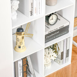 HOMCOM 6 Cubes Storage Unit, 3-Tier Particle Board Bookcase Organiser for Home Office, White - Aosom UK - thumbnail 9