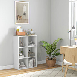 HOMCOM 6 Cubes Storage Unit, 3-Tier Particle Board Bookcase Organiser for Home Office, White - Aosom UK - thumbnail 7