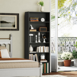 HOMCOM Six Shelf Bookcase - Black - thumbnail 7