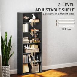 HOMCOM Six Shelf Bookcase - Black - thumbnail 5