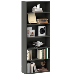 HOMCOM Six Shelf Bookcase - Black - thumbnail 1