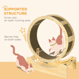PawHut Cat Wheel with Brake, Scratching Pads, Oak - Aosom UK - thumbnail 5