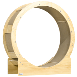 PawHut Cat Wheel with Brake, Scratching Pads, Oak - Aosom UK - thumbnail 1