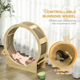 PawHut Cat Wheel with Brake, Scratching Pads, Oak - Aosom UK - thumbnail 6
