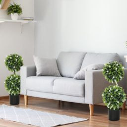 HOMCOM Set of 2 Decorative Artificial Plants Ball Trees with Lavender Flowers in Pot Fake Plants for Home Indoor Outdoor Decor, 70cm, White - thumbnail 8