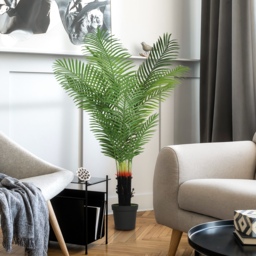 HOMCOM 150cm Artificial Areca Palm Tree with 12 PE Leaves, Decorative Artificial Plant with Plastic Pot and Flocked Soil, Fake Plant for Home Office Decor, Green - thumbnail 8